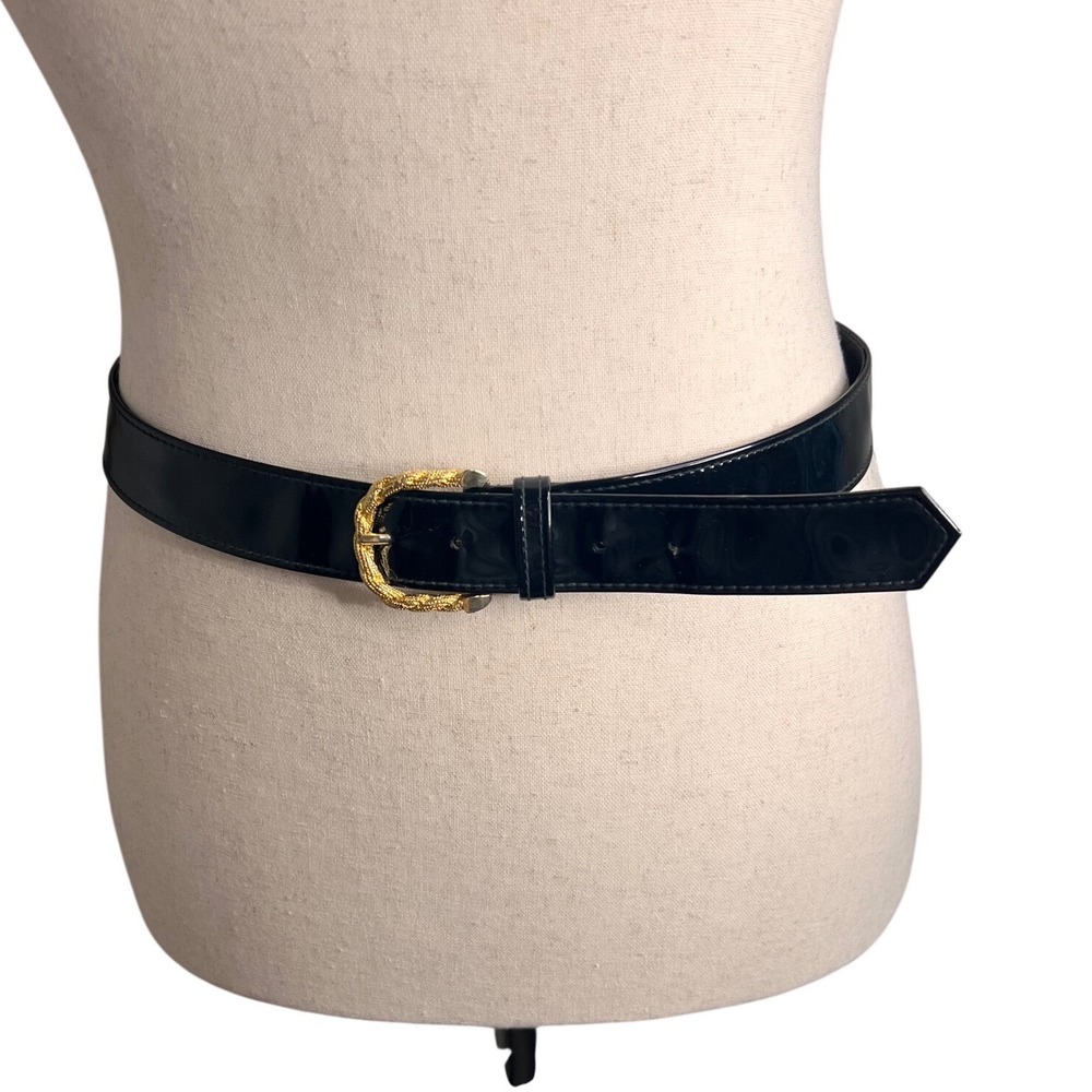 Vintage Morris Moskowitz Black Patent Leather Belt Size Medium